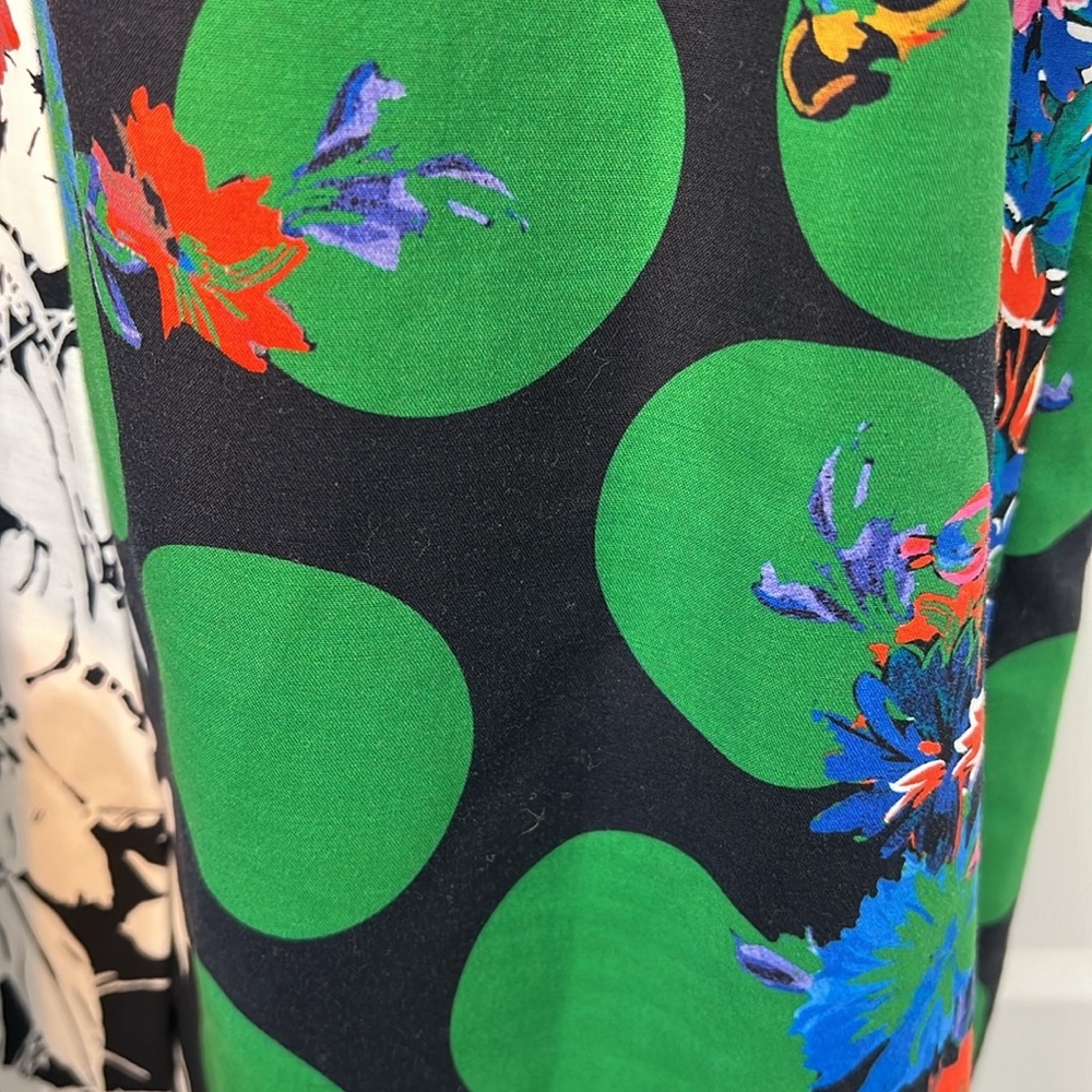 Anthropologie Maeve Sz 4 Vanda Navy Floral Green Polka Dot Pencil Dress - Picture 5 of 6